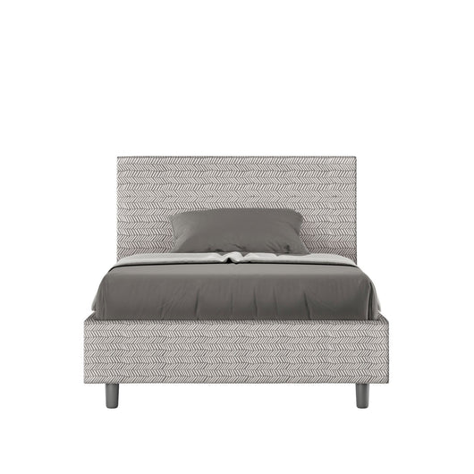 Letto una piazza e mezza rivestito in Tessuto Aragona - ADELE Dimensione Rete: 120x210, Colore: Bianco, Tipologia Letto: Con Rete e Contenitore