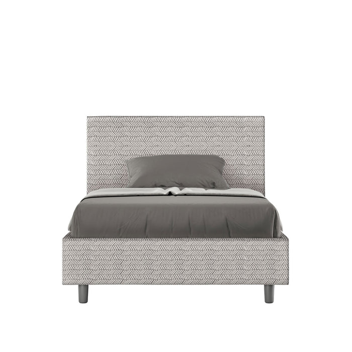 Letto una piazza e mezza rivestito in Tessuto Aragona - ADELE Dimensione Rete: 120x190, Colore: Bianco, Tipologia Letto: Con Rete e Contenitore