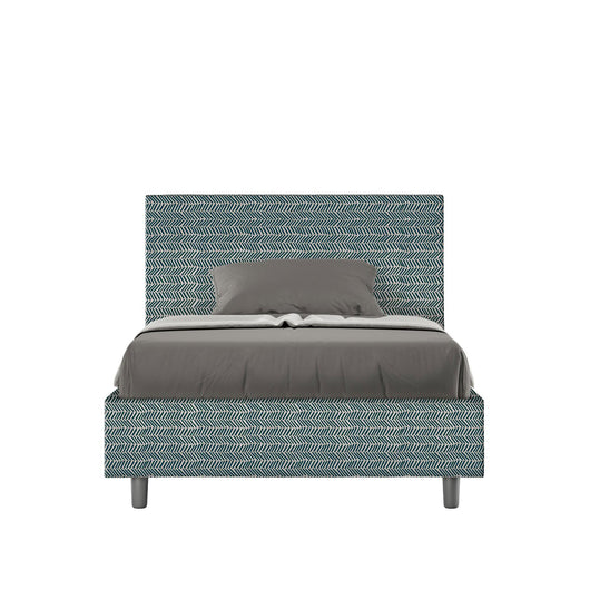 Letto una piazza e mezza rivestito in Tessuto Aragona - ADELE Dimensione Rete: 120x210, Tipologia Letto: Con Rete e Contenitore, Colore: Blu