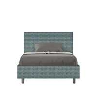 Letto una piazza e mezza rivestito in Tessuto Aragona - ADELE Dimensione Rete: 120x190, Tipologia Letto: Con Rete e Contenitore, Colore: Blu