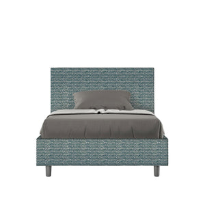 Letto una piazza e mezza rivestito in Tessuto Aragona - ADELE Dimensione Rete: 120x190, Tipologia Letto: Con Rete e Contenitore, Colore: Blu