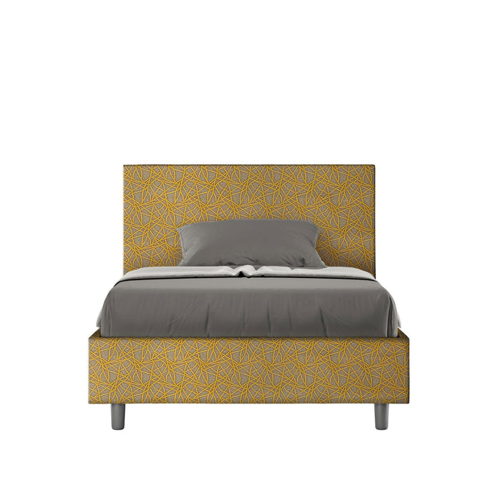 Letto una piazza e mezza rivestito in Tessuto Era - ADELE Tipologia Letto: Con Rete e Contenitore, Dimensione Rete: 120x190, Colore: Giallo