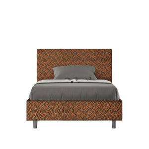 Letto una piazza e mezza rivestito in Tessuto Era - ADELE Dimensione Rete: 120x210, Tipologia Letto: Con Rete e Contenitore, Colore: Arancione