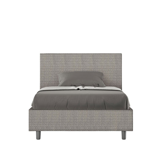 Letto una piazza e mezza rivestito in Tessuto Labirinto - ADELE Dimensione Rete: 120x200, Colore: Grigio, Tipologia Letto: Senza Rete