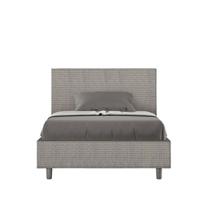 Letto una piazza e mezza rivestito in Tessuto Labirinto - ADELE Tipologia Letto: Con Rete e Contenitore, Colore: Grigio, Dimensione Rete: 120x200