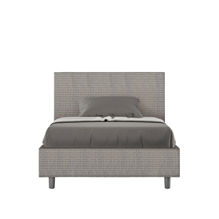 Letto una piazza e mezza rivestito in Tessuto Labirinto - ADELE Tipologia Letto: Con Rete e Contenitore, Colore: Grigio, Dimensione Rete: 120x200