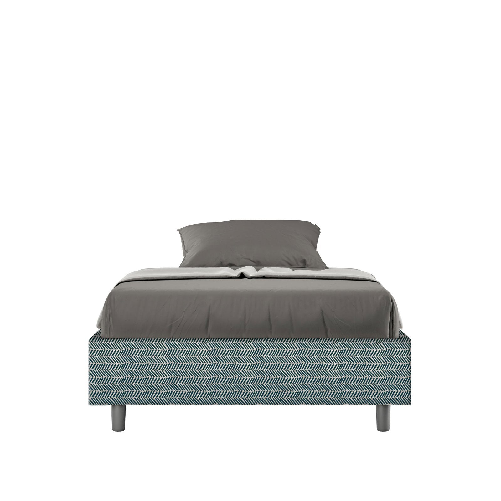 Letto una piazza e mezza rivestito in Tessuto Aragona - AZELIA Tipologia Letto: Con Rete, Colore: Blu, Dimensione Rete: 120x190