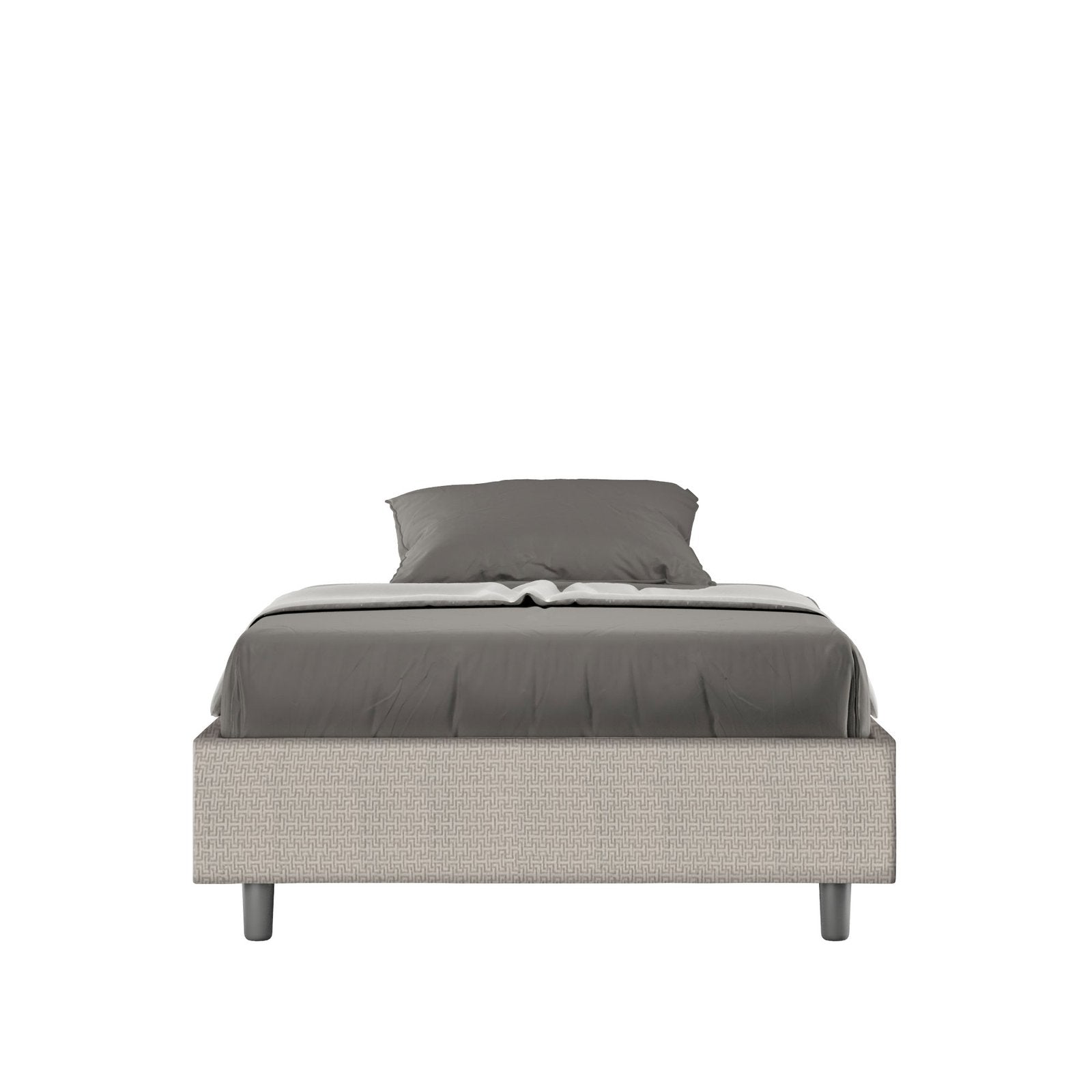 Letto una piazza e mezza rivestito in Tessuto Labirinto - AZELIA Dimensione Rete: 120x190, Colore: Bianco, Tipologia Letto: Con Rete
