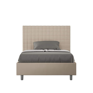 Letto una piazza e mezza rivestito in Similpelle - SUNNY Dimensione Rete: 120x190, Colore: Tortora, Tipologia Letto: Senza Rete