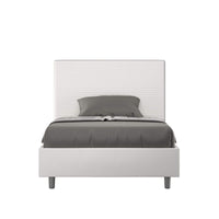 Letto una piazza e mezza rivestito in Similpelle - FOCUS Dimensione Rete: 120x190, Tipologia Letto: Con Rete, Colore: Bianco