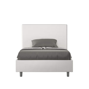 Letto una piazza e mezza rivestito in Similpelle - FOCUS Dimensione Rete: 120x190, Tipologia Letto: Con Rete, Colore: Bianco
