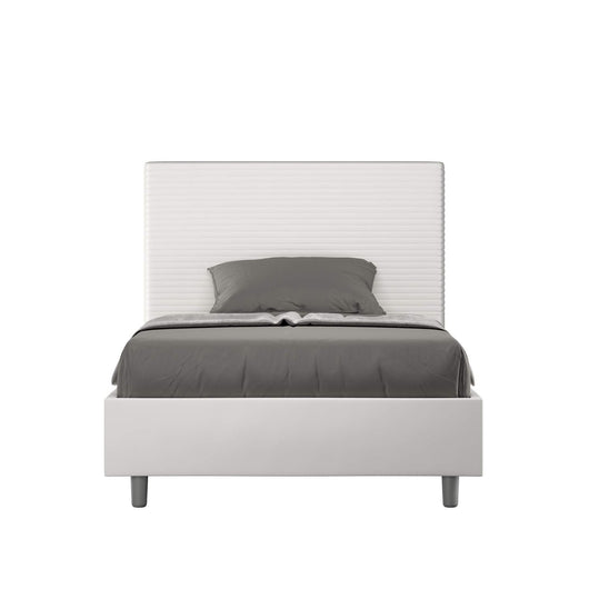Letto una piazza e mezza rivestito in Similpelle - FOCUS Tipologia Letto: Con Rete e Contenitore, Colore: Bianco, Dimensione Rete: 120x190