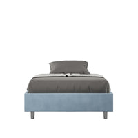 Letto una piazza e mezza rivestito in Microfibra - AZELIA Tipologia Letto: Con Rete, Colore: Azzurro, Dimensione Rete: 120x200
