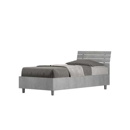 Letto Singolo - ANKEL Dimensione Rete: 80x190, Colore: Grigio, Tipologia Testata: Testata Inclinata, Tipologia Letto: Con Rete e Contenitore