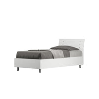 Letto Singolo - ANKEL Colore: Bianco Frassino, Dimensione Rete: 80x190, Tipologia Testata: Testata Inclinata, Tipologia Letto: Con Rete e Contenitore