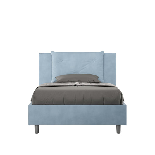 Letto Singolo rivestito in Microfibra - APPIA Tipologia Letto: Senza Rete, Dimensione Rete: 100x190, Colore: Azzurro