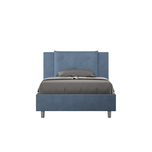 Letto Singolo rivestito in Microfibra - APPIA Dimensione Rete: 100x190, Tipologia Letto: Con Rete, Colore: Blu