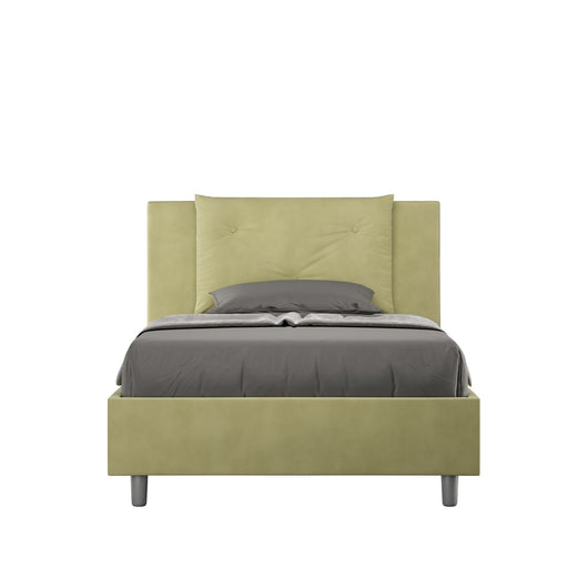Letto Singolo rivestito in Microfibra - APPIA Tipologia Letto: Con Rete, Colore: Tè verde, Dimensione Rete: 100x200