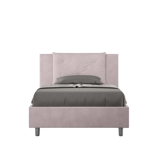 Letto Singolo rivestito in Microfibra - APPIA Tipologia Letto: Con Rete e Contenitore, Dimensione Rete: 100x190, Colore: Glicine