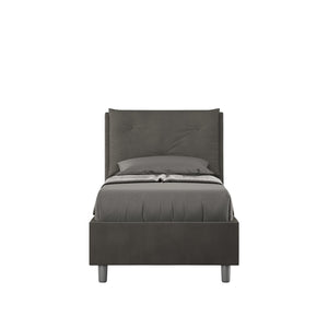 Letto Singolo rivestito in Microfibra - APPIA Colore: Grigio, Tipologia Letto: Con Rete, Dimensione Rete: 80x210