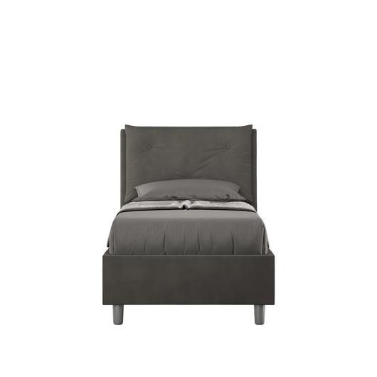 Letto Singolo rivestito in Microfibra - APPIA Colore: Grigio, Tipologia Letto: Con Rete, Dimensione Rete: 90x190
