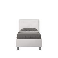 Letto Singolo rivestito in Similpelle - APPIA Tipologia Letto: Con Rete, Dimensione Rete: 80x200, Colore: Bianco