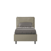 Letto Singolo rivestito in Similpelle - ANTEA Colore: Cappuccino, Dimensione Rete: 80x210, Tipologia Letto: Con Rete e Contenitore