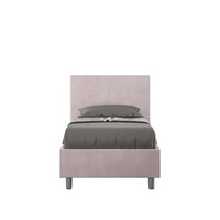 Letto Singolo rivestito in Microfibra - ADELE Tipologia Letto: Con Rete, Dimensione Rete: 80x210, Colore: Glicine