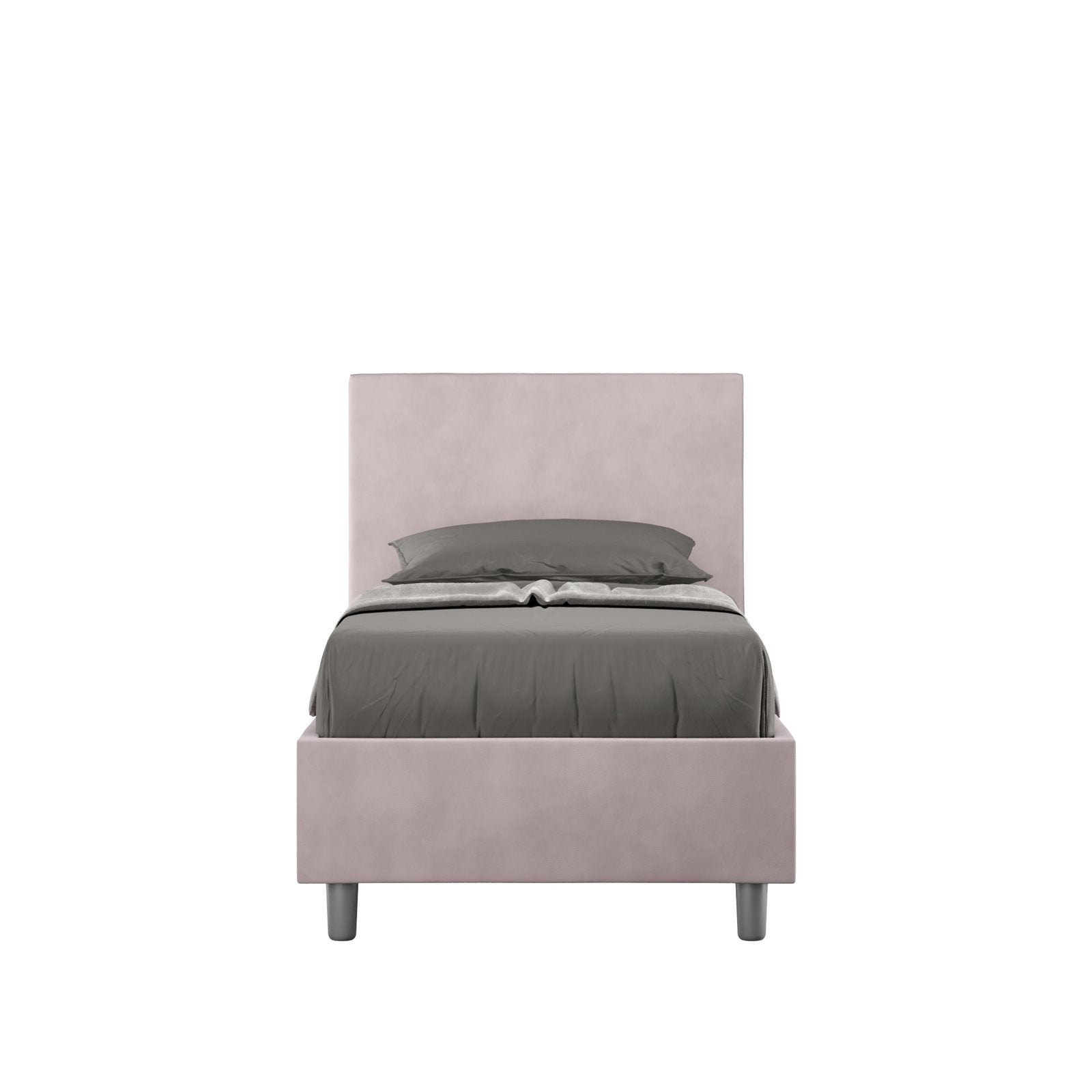 Letto Singolo rivestito in Microfibra - ADELE Dimensione Rete: 80x200, Tipologia Letto: Con Rete e Contenitore, Colore: Glicine