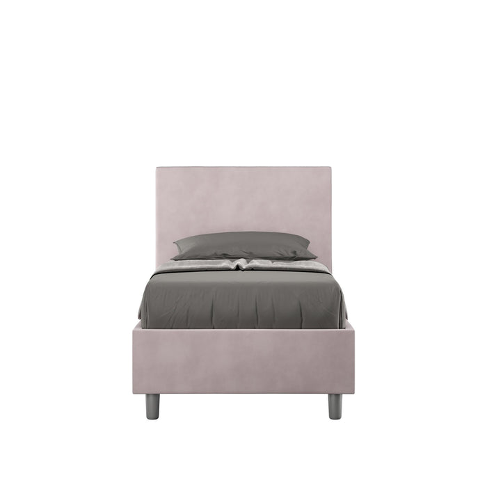 Letto Singolo rivestito in Microfibra - ADELE Tipologia Letto: Con Rete, Dimensione Rete: 80x200, Colore: Glicine