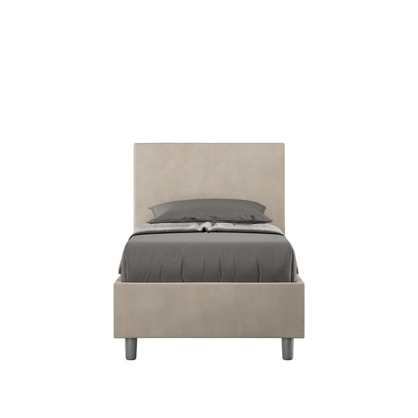Letto Singolo rivestito in Microfibra - ADELE Colore: Sabbia, Dimensione Rete: 90x190, Tipologia Letto: Senza Rete