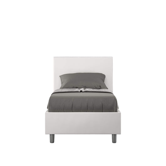 Letto Singolo rivestito in Similpelle - ADELE Colore: Bianco, Dimensione Rete: 80x210, Tipologia Letto: Con Rete