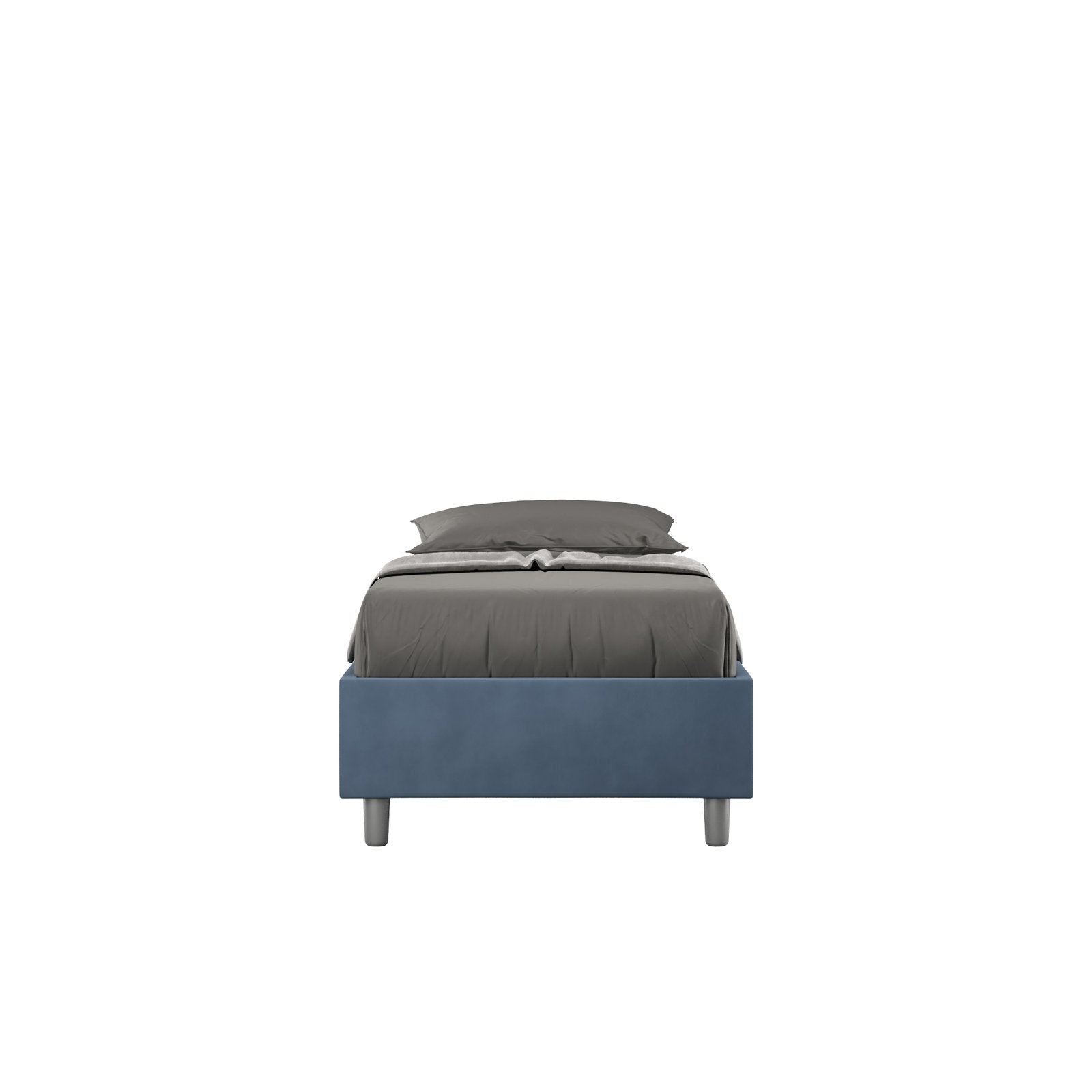 Letto Singolo rivestito in Microfibra - AZELIA Dimensione Rete: 80x210, Tipologia Letto: Con Rete, Colore: Blu
