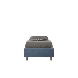 Letto Singolo rivestito in Microfibra - AZELIA Dimensione Rete: 80x210, Tipologia Letto: Con Rete e Contenitore, Colore: Blu