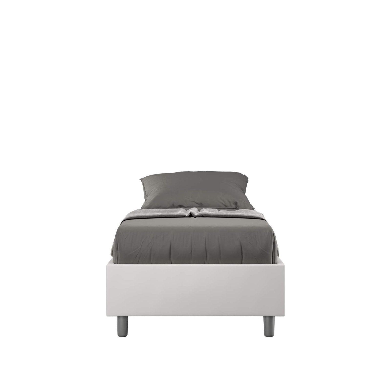 Letto Singolo rivestito in Similpelle - AZELIA Colore: Bianco, Tipologia Letto: Con Rete, Dimensione Rete: 80x210