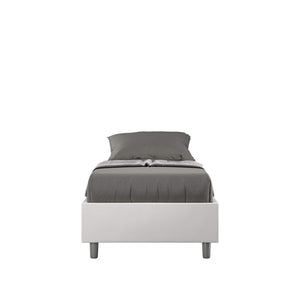 Letto Singolo rivestito in Similpelle - AZELIA Colore: Bianco, Tipologia Letto: Senza Rete, Dimensione Rete: 80x200