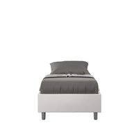 Letto Singolo rivestito in Similpelle - AZELIA Colore: Bianco, Tipologia Letto: Con Rete, Dimensione Rete: 80x200