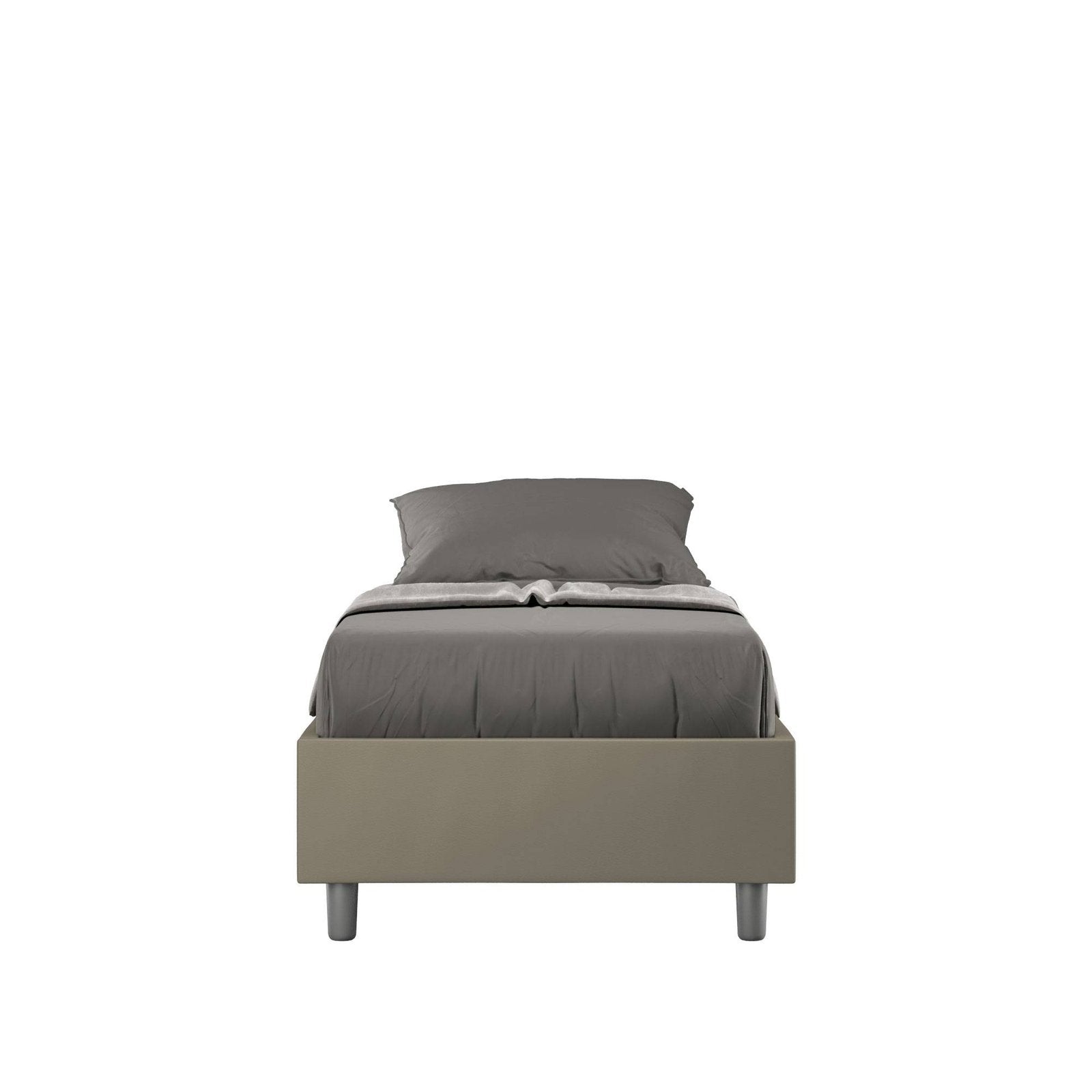 Letto Singolo rivestito in Similpelle - AZELIA Colore: Cappuccino, Tipologia Letto: Con Rete e Contenitore, Dimensione Rete: 80x190