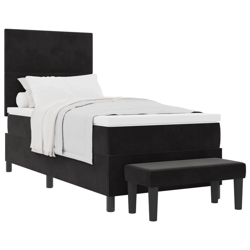 Letto a molle con materasso e panchina Nero 80x200 cm Velluto