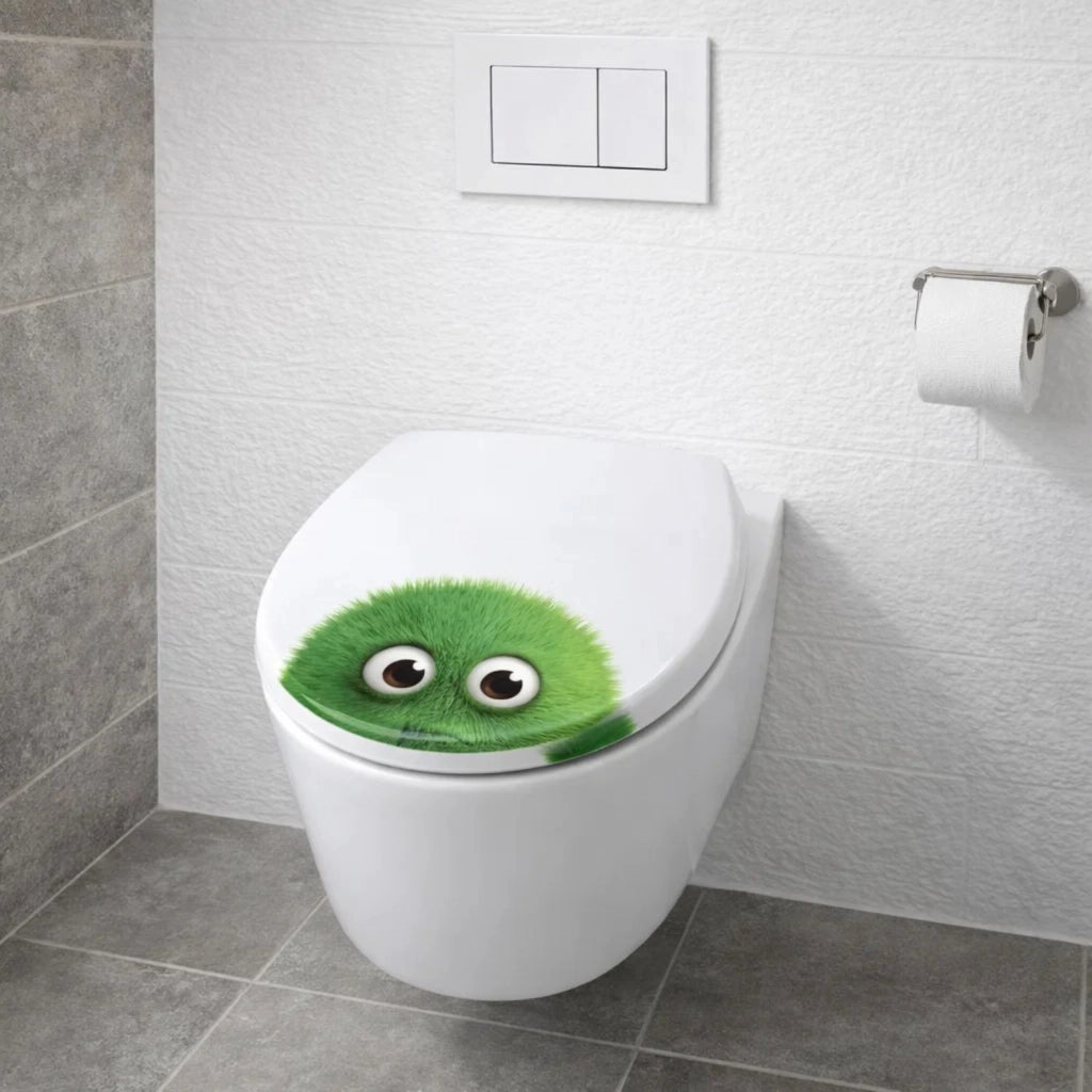 Sedile wc copri vater universale frizionato fantasia in mdf chiusura rallentata *** fantasia green sponge, confezione 1