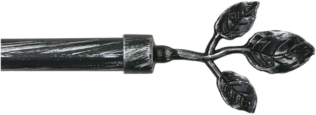 Bastone Tenda Ferro Estendibile Asta Scorritenda Anelli Foglie 160-300 cm Argento
