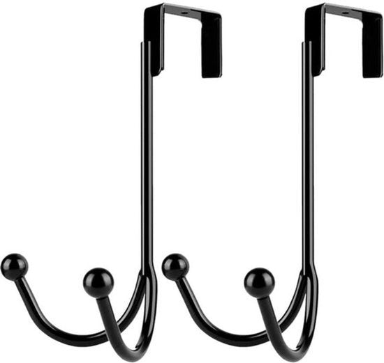 Hanger per porta - 2 hanger doppie in metallo nero - 35 mm - adatto per appendere asciugamani, abiti e cappelli.
