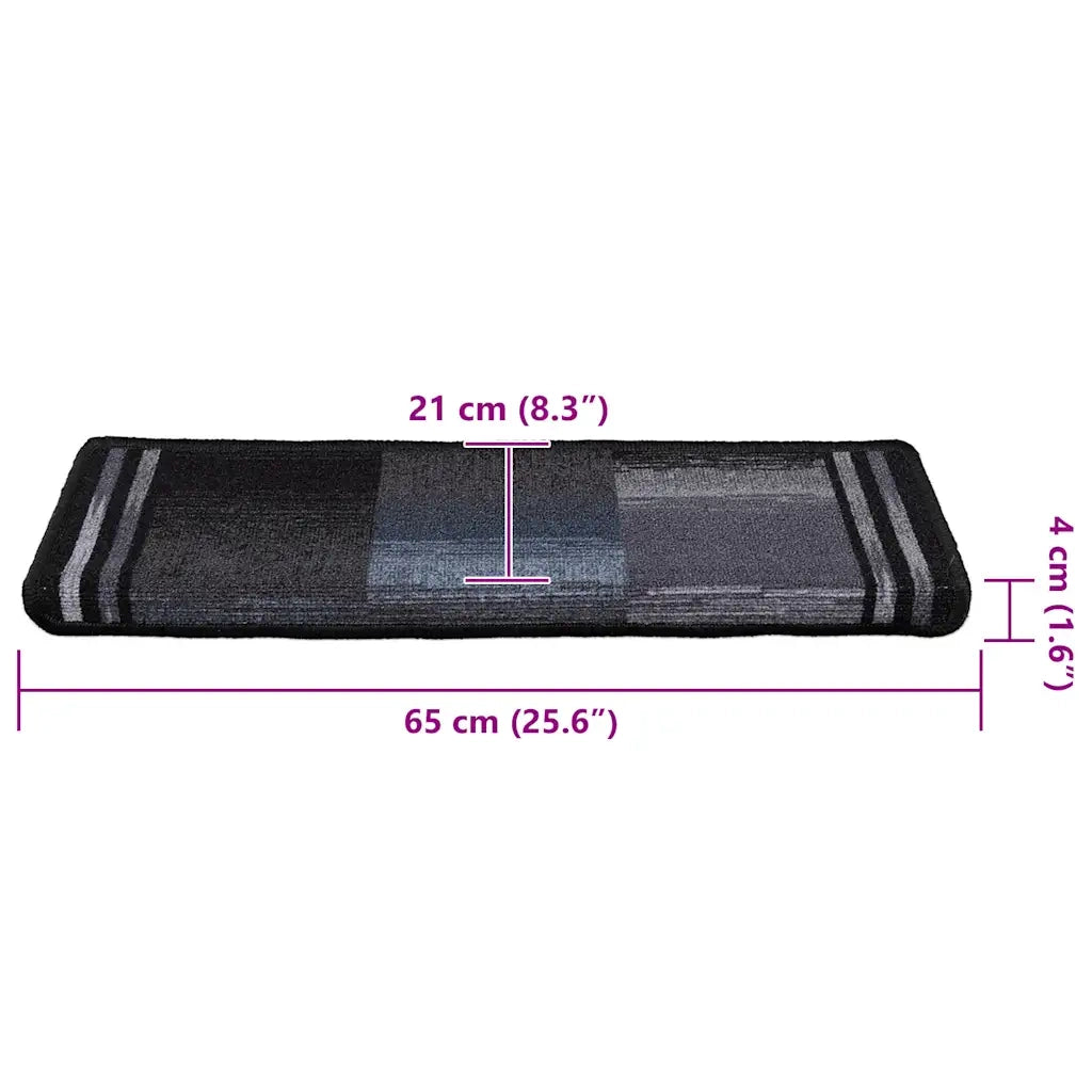 Tappetini per Scale Autoadesivi 10 pz | Gradini per Scale 65x21x4 cm Nero e Grigio