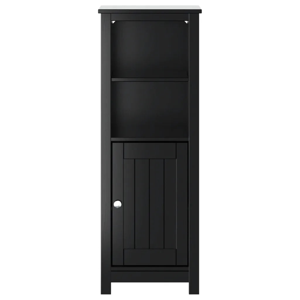 Mobiletto da bagno 40 x 34 x 110 cm design moderno finitura opaca in pino nero 02_0047338