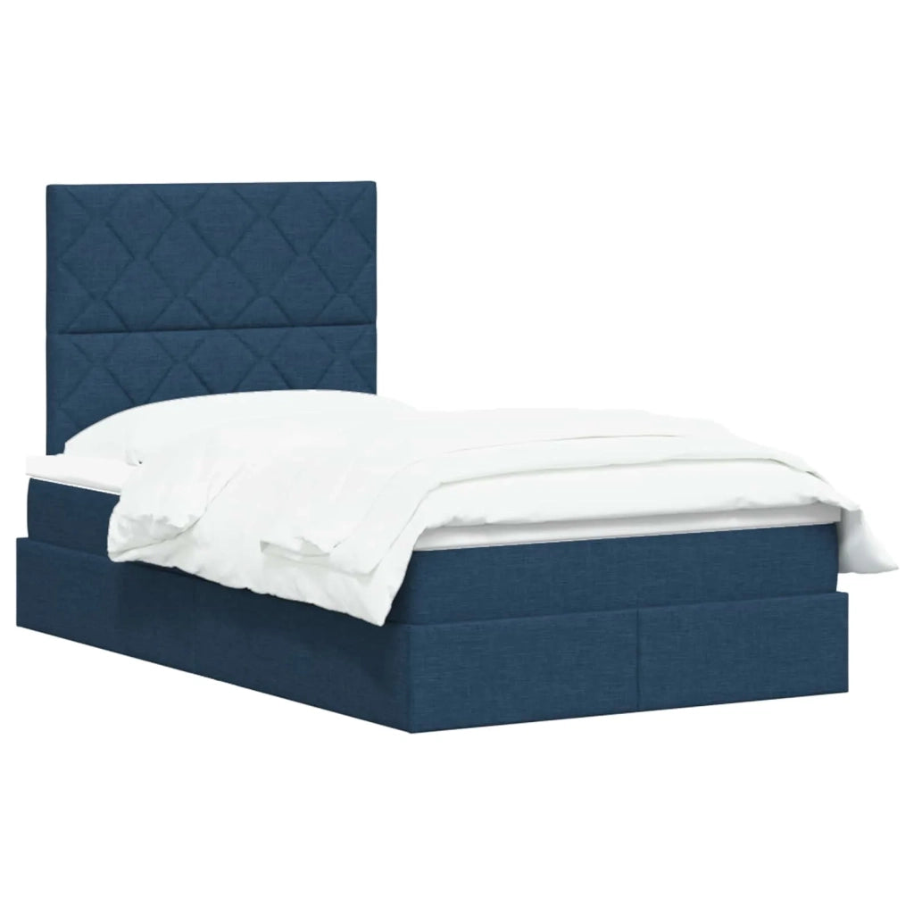 Letto con contenitore LED e materasso Blu 120 x 200 cm Tessuto 3460004