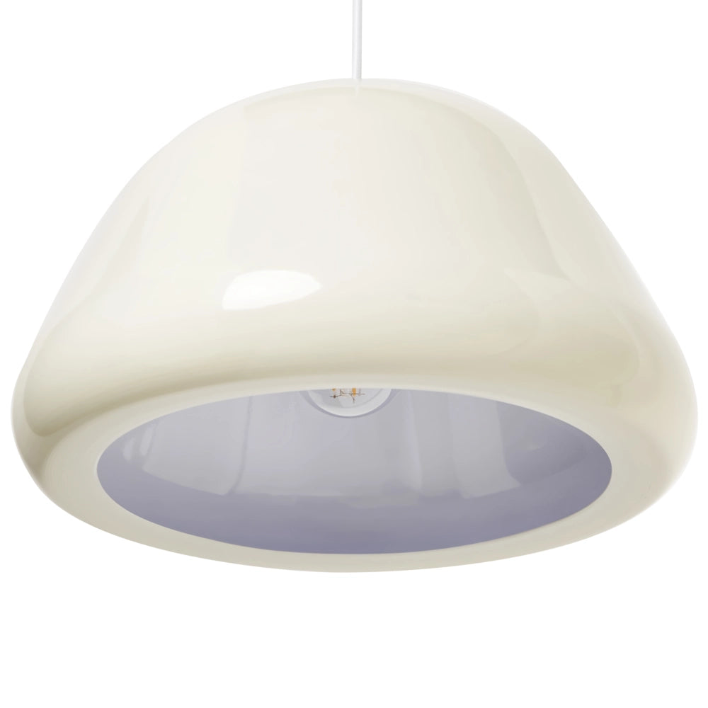 Lampada a sospensione in metallo beige chiaro moderna di ispirazione vintage di forma arrotondata