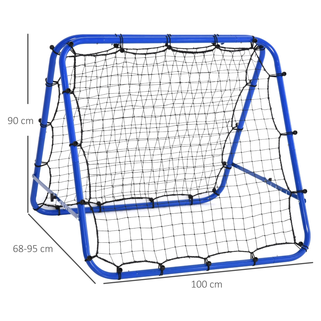 Rete rebound per allenamento calcio in acciaio blu, pieghevole, 100 x 95 x 90 cm