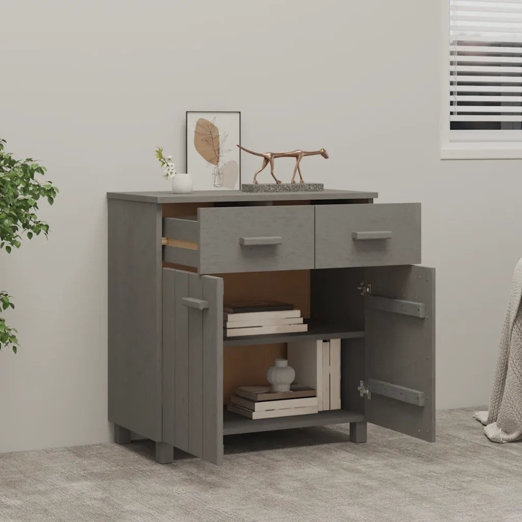 Credenza HAMAR Grigio Chiaro 79x40x80 cm Legno Massello di Pino 340439