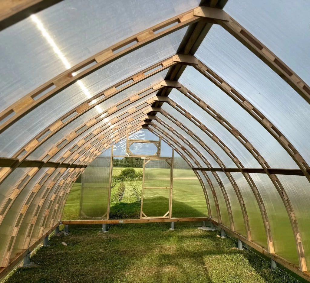 Serra da giardino Arched Wood con doppie porte 5 x 4 m (20 m²), 10 mm con rivestimento in policarbonato