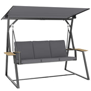 Altalena da giardino 3 posti con tetto regolabile e cuscini ¨C zephmum ¨C grigio metallo 360kg